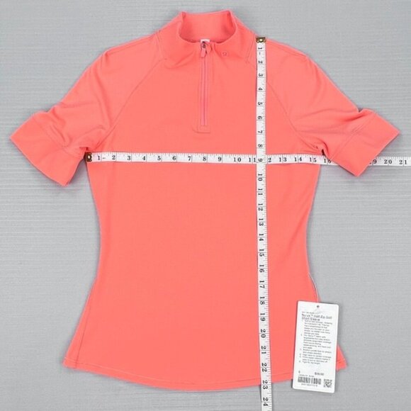 RARE! NEW Lululemon Short-Sleeve Shirt Sz. 6 - Sunny Coral *Nulux Half-Zip Golf - Picture 5 of 9